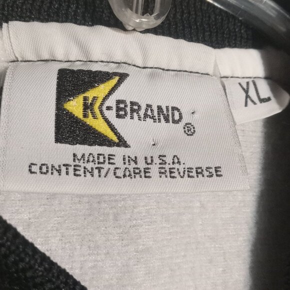 K-Brand VTG Satin Varsity Jacket Adult XL Black/White Made in USA - Picture 5 of 8